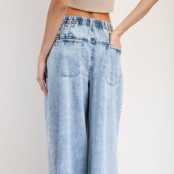 NWT ee:some Mineral-Washed Wide Leg Denim Pants โ Light Wash - Picture 13 of 16